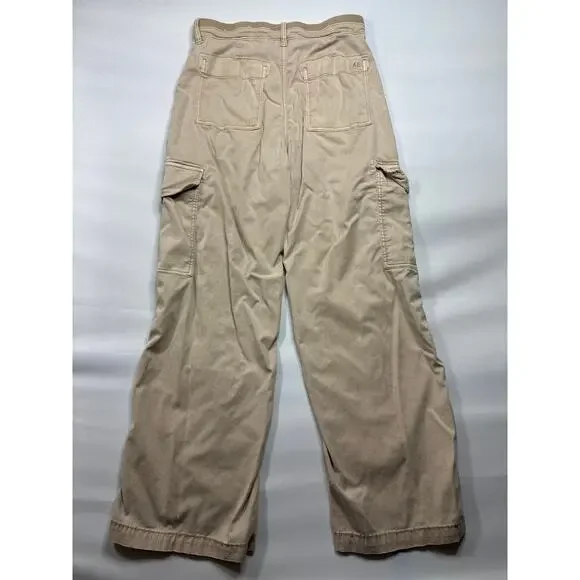 American Eagle Women's Baggy Wide Leg Tan Cargo Pants - Size 4 Reg (29x30) - Picture 2 of 5
